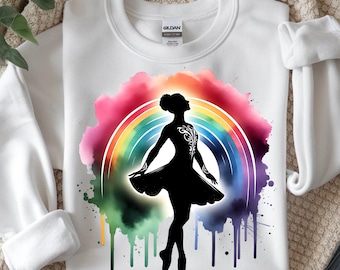 Rainbow Ballet Dancer PNG, Colorful Silhouette Sublimation