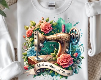 Sewing Machine PNG, Vintage Sewing Shirt, Floral Seamstress Quote Digital Download Sublimation