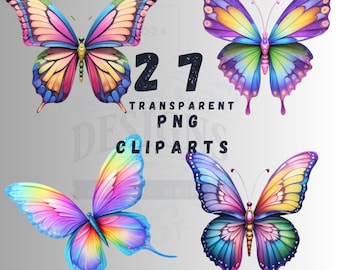 Skurril Schmetterling Clipart Set 27 PNG Bilder, Kreative Abstrakte Designs, Kommerziell Uns