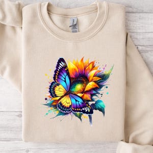 Butterfly on Sunflower PNG: Sublimation Design (Digital Download)