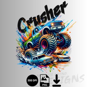 Monster Truck Crusher PNG: Sublimation Design (Digital Download)