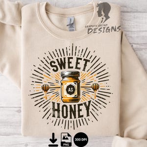Retro Honey Jar PNG: Sweet As Honey, Bee Lover Clipart (Digital Download)