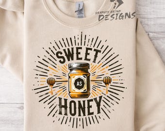 Retro Honey Jar PNG: Sweet As Honey, Bee Lover Clipart (Digital Download)