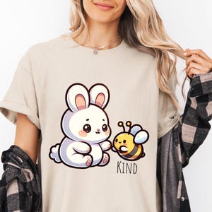 Kawaii Bunny & Bee PNG: &quot;Bee Kind&quot; Clipart, Kids Sticker (Digital Download)