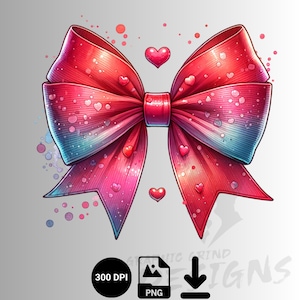 Coquette Bow PNG: Glitter Heart, Girly Shirt Design (Digital Download)