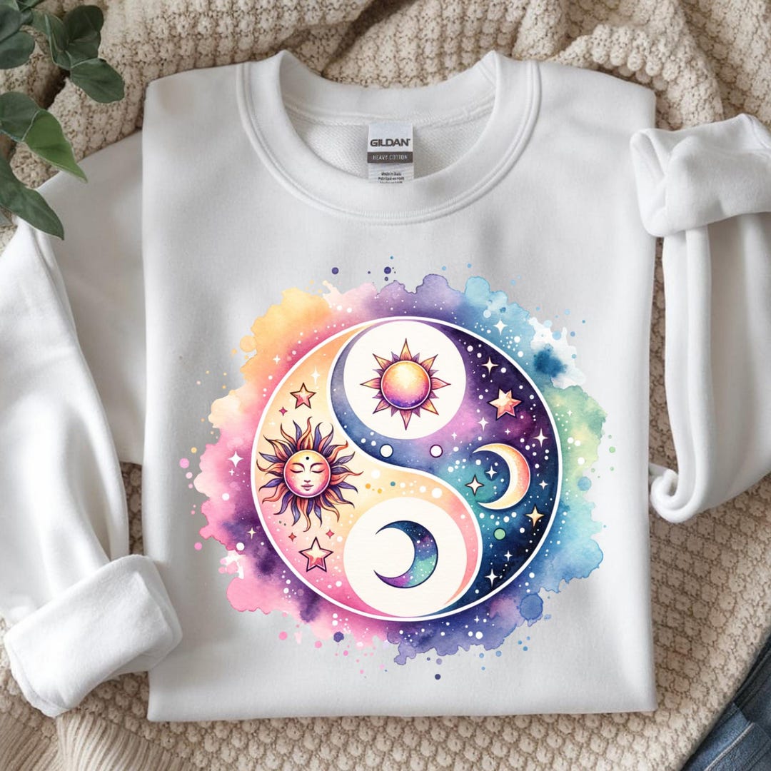 Celestial Yin Yang PNG Shirt Design, Sun Moon Astrology Art, Digital ...