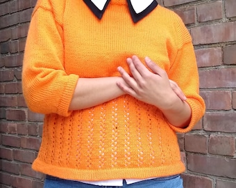 Knitting Machine Pattern. LK150. DK Lace Drop Sleeve Crew Neck Spring / Summer Pullover.  Three Quarter Sleeve. X Small To X Large