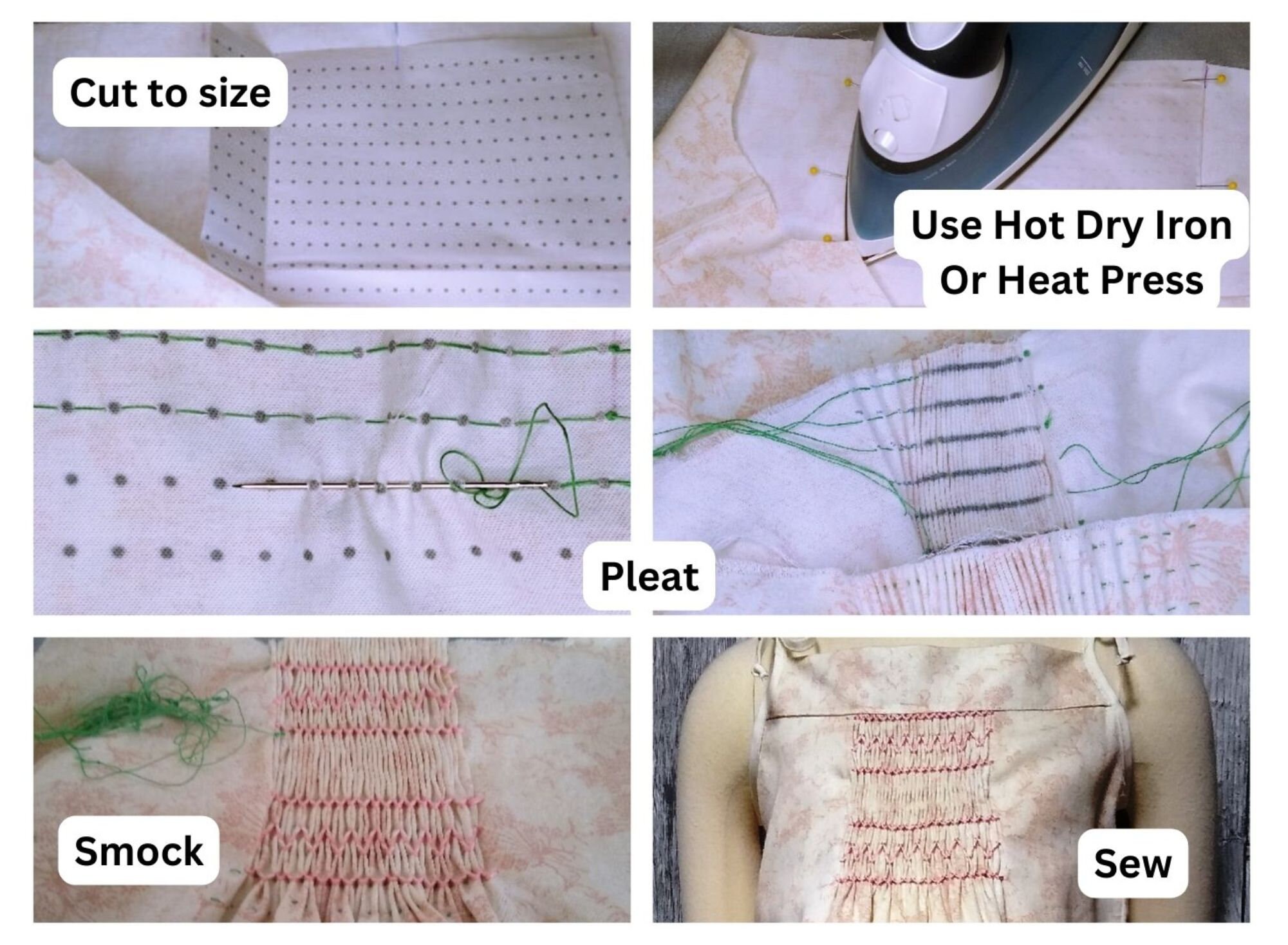 Iron on Smocking / Pleating Dots for Small Projects and Narrow Panels
