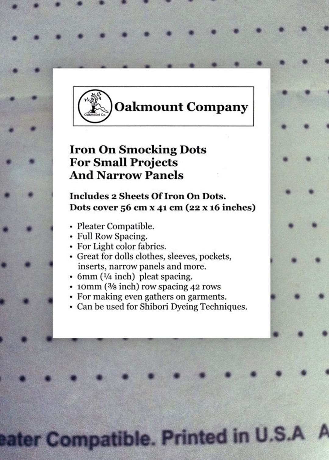 Iron on Smocking / Pleating Dots for Small Projects and Narrow Panels