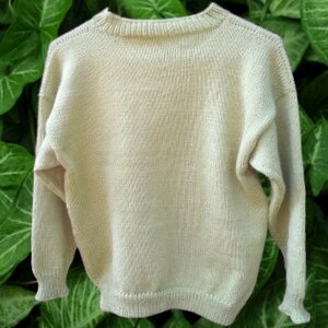Mid Gauge Knitting Machine Pattern. DK. Classic Round Neck Pullover With Top Down Drop Sleeve Pattern. Age 4 Adult Medium image 2