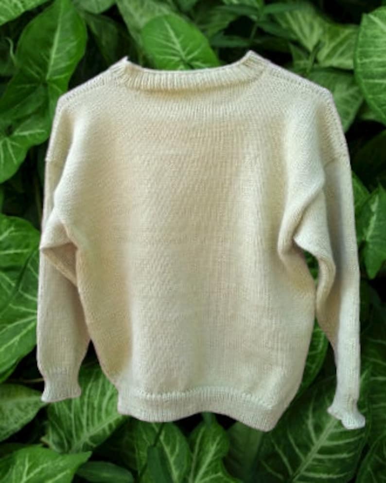Mid Gauge Knitting Machine Pattern. DK. Classic Round Neck Pullover With Top Down Drop Sleeve Pattern. Age 4 Adult Medium image 2