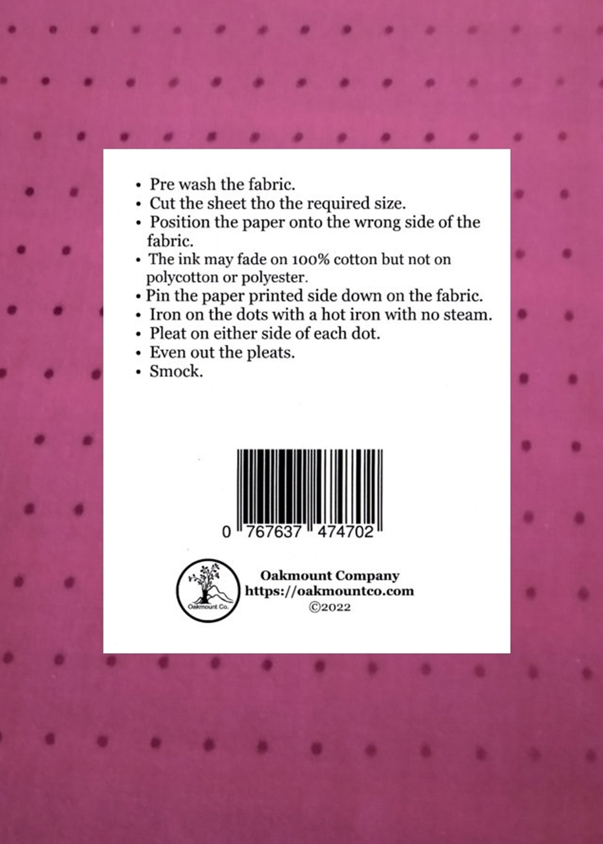 Iron on Smocking / Pleating Dots for Small Projects and Narrow Panels