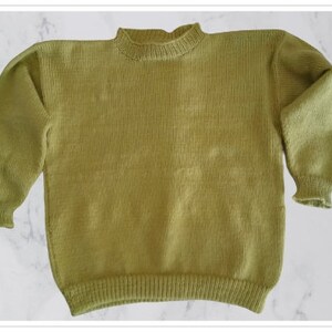 Mid Gauge Knitting Machine Pattern. DK. Classic Round Neck Pullover With Top Down Drop Sleeve Pattern. Age 4 Adult Medium image 3