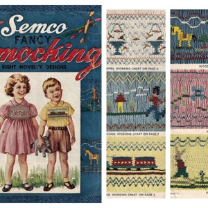 Semco Fancy Smocking 8 Novelty Designs Vintage 1950's