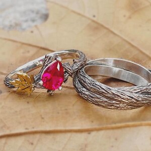 Benutzerdefinierte handgeschnitzte Trauringe aus Sterlingsilber, Ahornblattringe, Versprechensringe, Sterlingsilber-Ringe