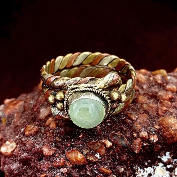 Natural Prehnite collection ring, personalized th… - image 5