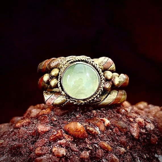 Natural Prehnite collection ring, personalized th… - image 1