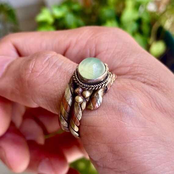 Natural Prehnite collection ring, personalized th… - image 9