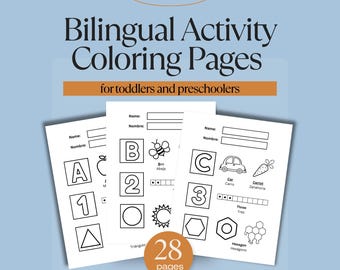 Bilingual English & Spanish Printable Learning Journal | Toddler-Preschool Worksheets | ABC 123 Shapes/Figuras | Educational Coloring Pages