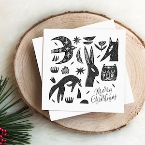 Winter Rubber Stamp - Christmas Card Stamp, Christmas Hare Stamp, Perfect for Cards & Gifts