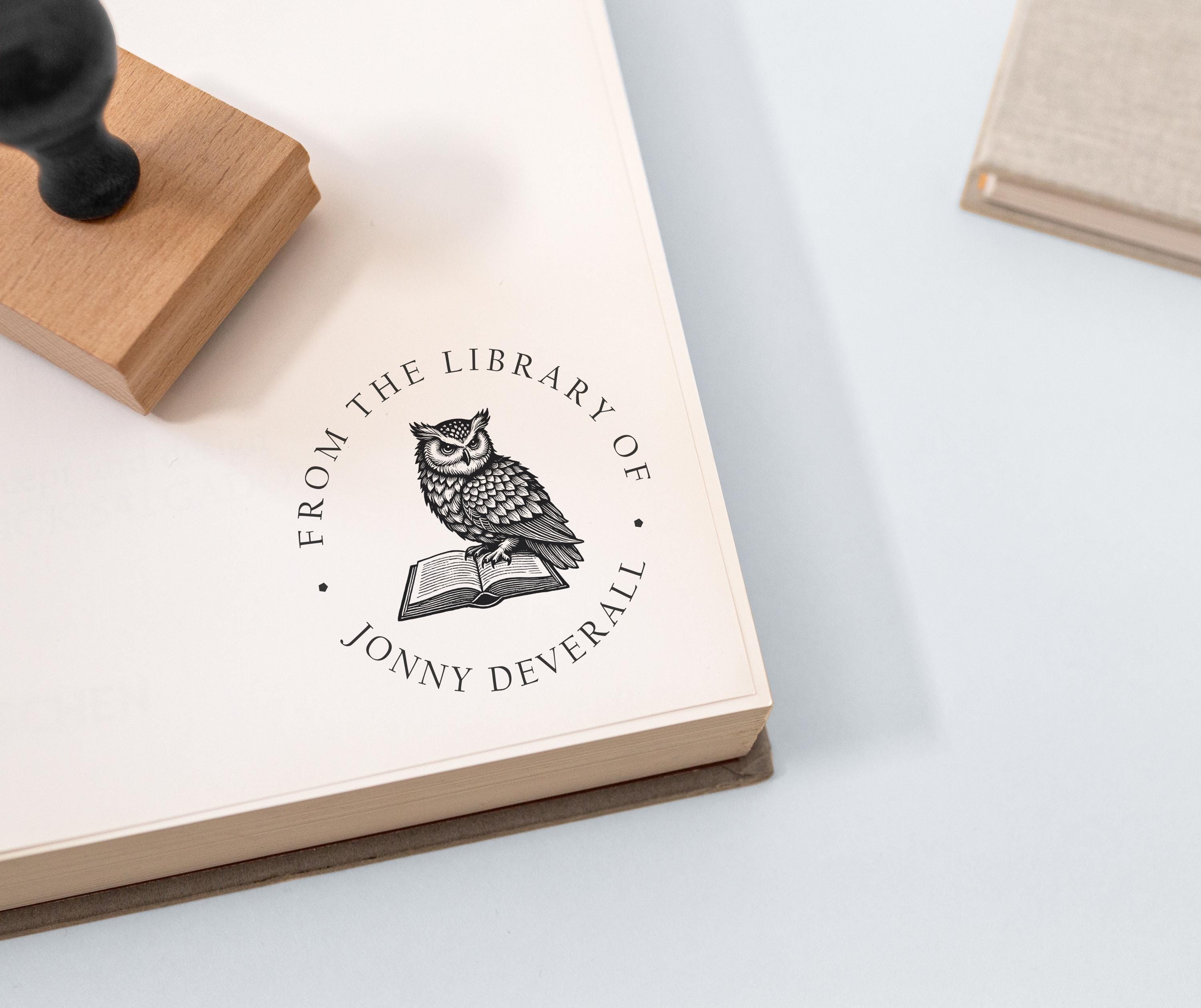 Custom Owl Book Stamp, Personalised Library Stamp for Book Lovers, Teachers, & Librarians, Ex Li