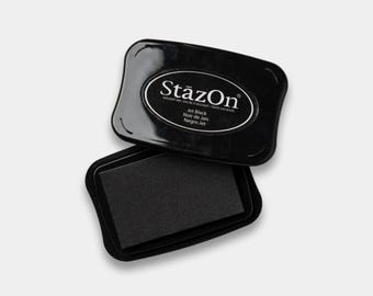 StazOn Jet Black Ink Pad, Permanent Multi-Surface Stamping Ink