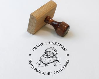 Santa Mail Rubber Stamp, North Pole Postmark Stamp for Christmas Envelopes, Gift Tags and Letters from Santa