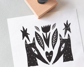 Fox Rubber Stamp, Woodland Animal Crafting Stamp