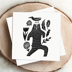 Tampon en caoutchouc ours et oiseau, tampon Animal des bois pour cartes de voeux et travaux manuels, tampon sur le thème de la nature mignon pour projets de bricolage