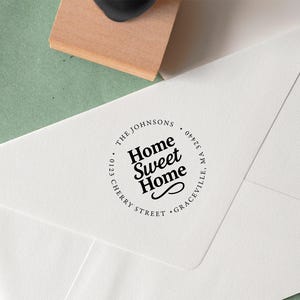 Home Sweet Home-stempel, gepersonaliseerde adresstempel voor kaarten en cadeaus, zelfinktende stempel of rubberstempel