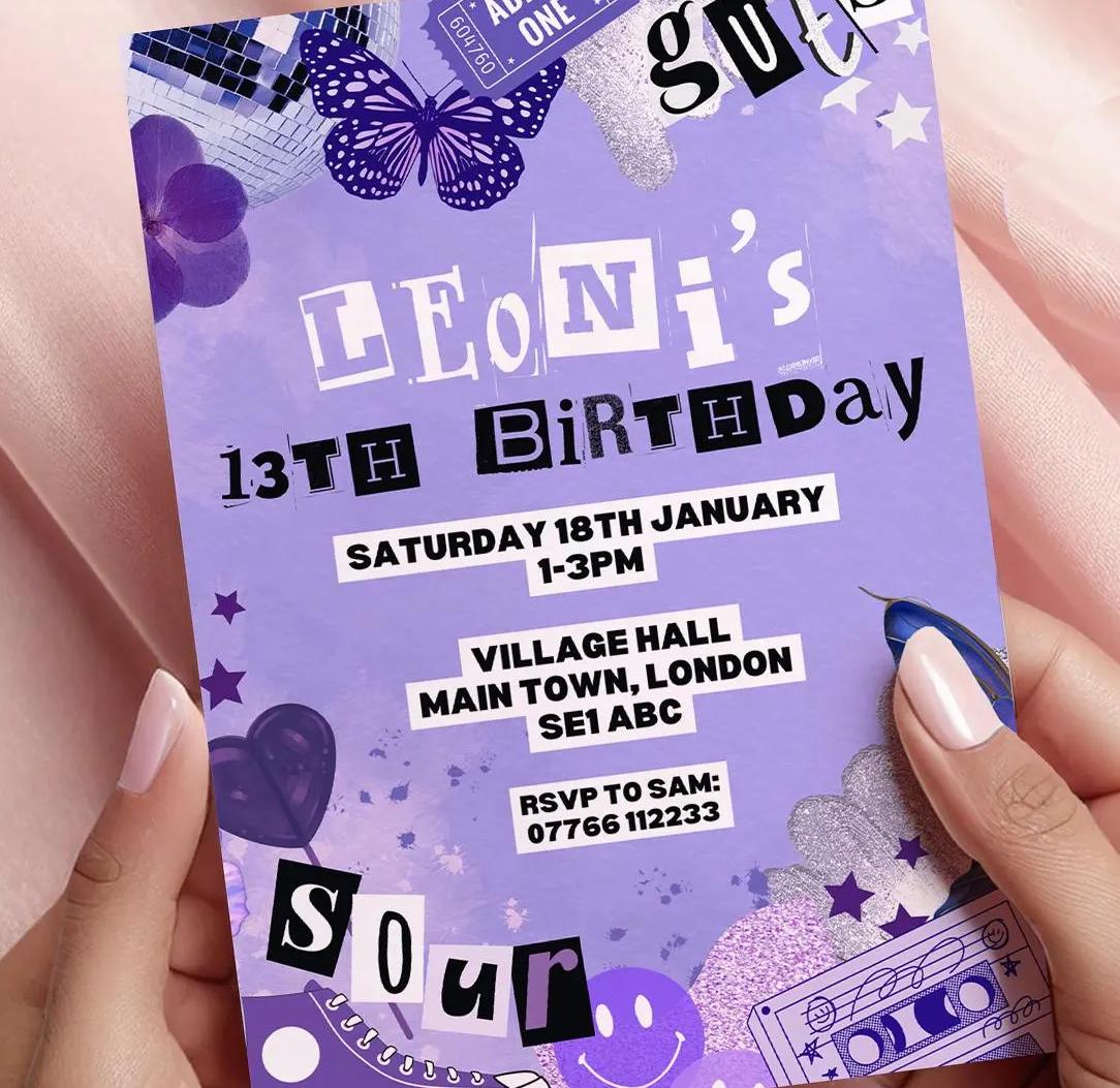 Olivia Rodrigo Inspired Birthday Party Invitation Editable Canva