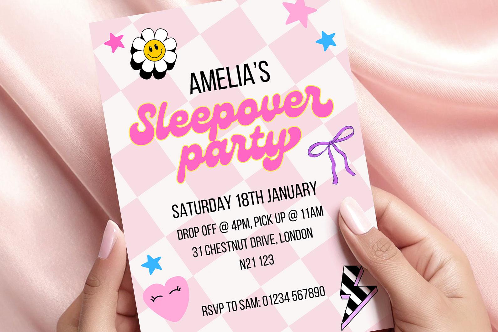 Preppy Cute Sleepover Party Invite - Editable - Etsy