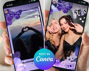 Marcos de Instagram inspirados en Olivia Rodrigo / Conjunto de 2 plantillas editables de Canva / Perfectos para fiestas