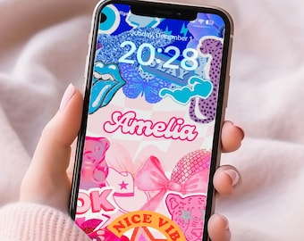 Customisable on Canva Pink Aesthetic Collage Phone Wallpaper | Personalised Digital Background | Preppy Design