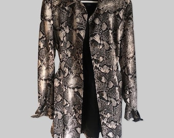 INC Snakeskin Phyton Print Trench Coat Size Large