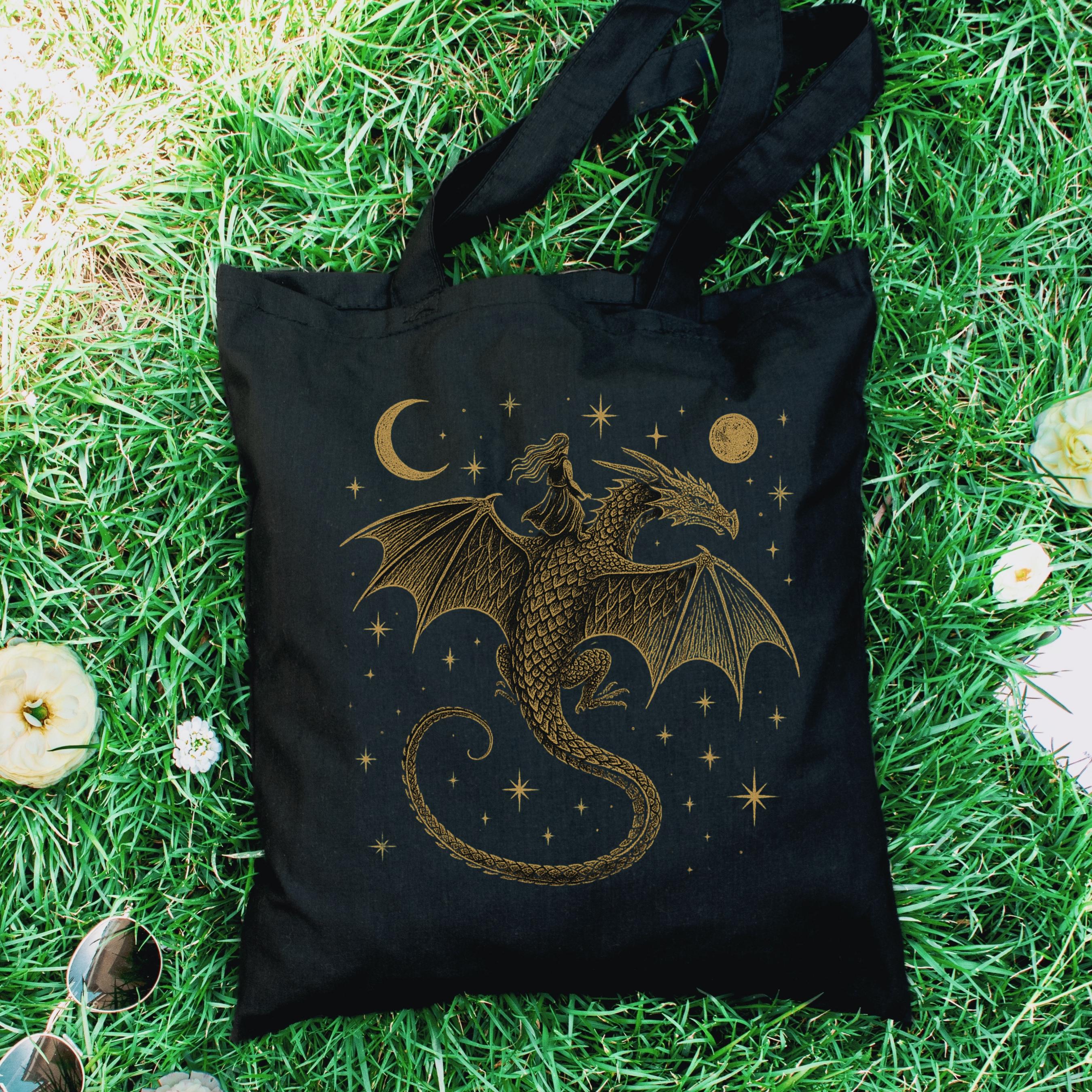 Dragon Rider Tote Bag Bookish Lover Gift Eco-Friendly Canvas Large Basgiath War College Tote Bag, Embroidered Fourth Wing  main image 4