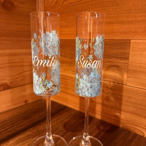 Glass Custom Hand-Painted Champagne Glass Flutes immagine 9