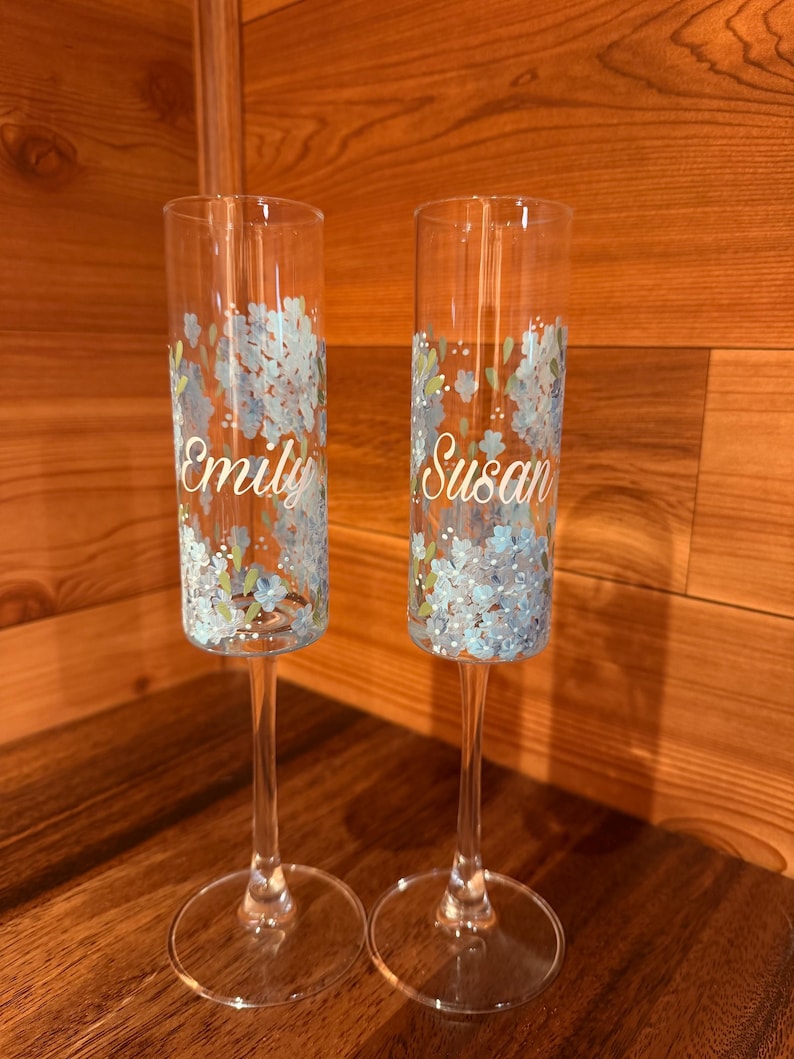 Glass Custom Hand-Painted Champagne Glass Flutes immagine 9