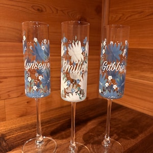 Glass Custom Hand-Painted Champagne Glass Flutes immagine 1