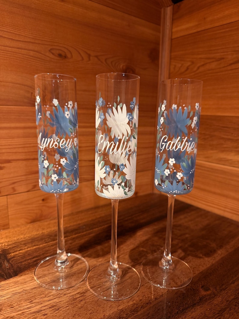 Glass Custom Hand-Painted Champagne Glass Flutes immagine 1