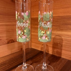 Glass Custom Hand-Painted Champagne Glass Flutes immagine 3