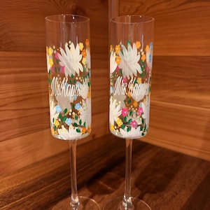 Glass Custom Hand-Painted Champagne Glass Flutes immagine 5