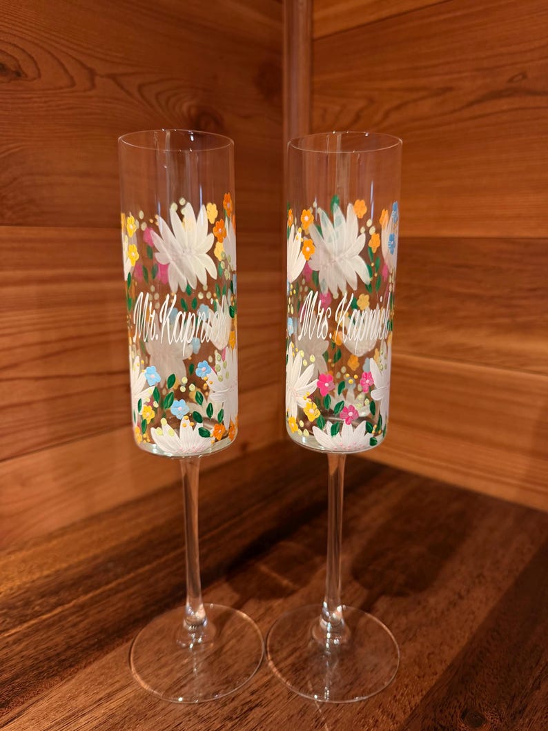Glass Custom Hand-Painted Champagne Glass Flutes immagine 5