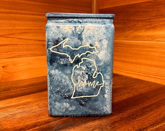 Hand-painted Blue and White Michigan Vase