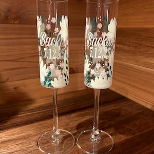 Glass Custom Hand-Painted Champagne Glass Flutes immagine 10