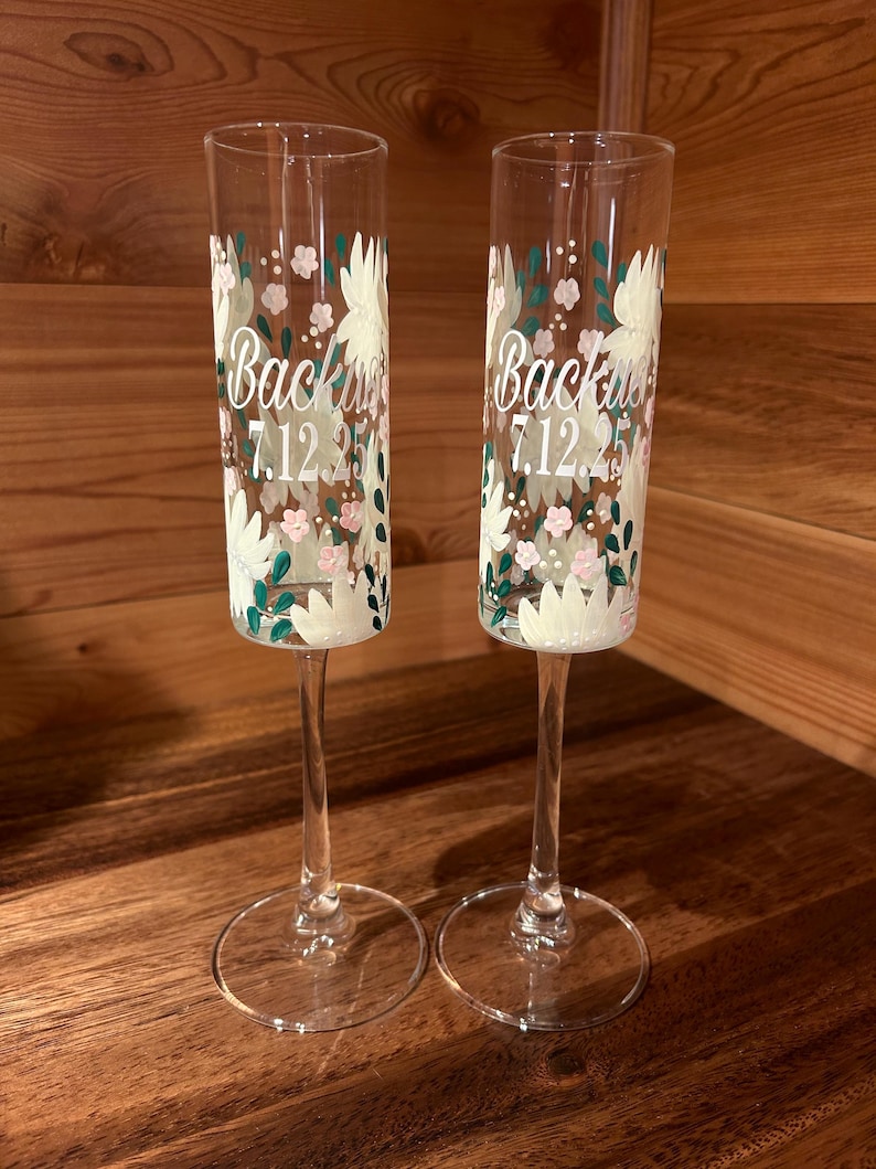 Glass Custom Hand-Painted Champagne Glass Flutes immagine 10
