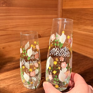 Custom Stemless Glass Hand-Painted Champagne Glass Flute