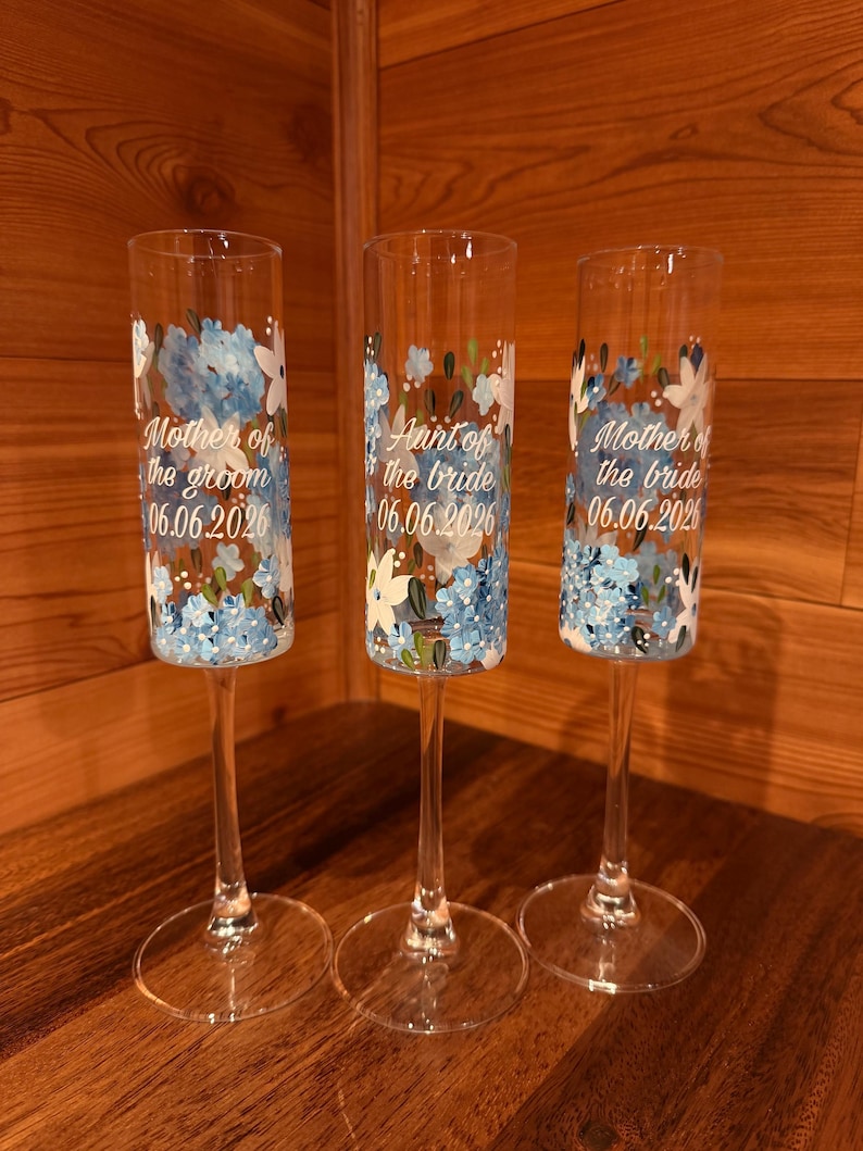 Glass Custom Hand-Painted Champagne Glass Flutes immagine 4