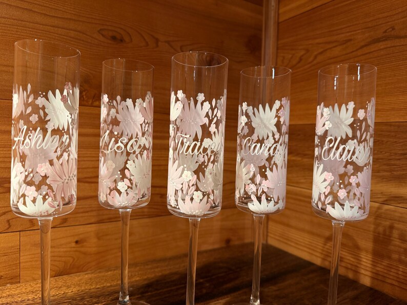 Glass Custom Hand-Painted Champagne Glass Flutes immagine 16
