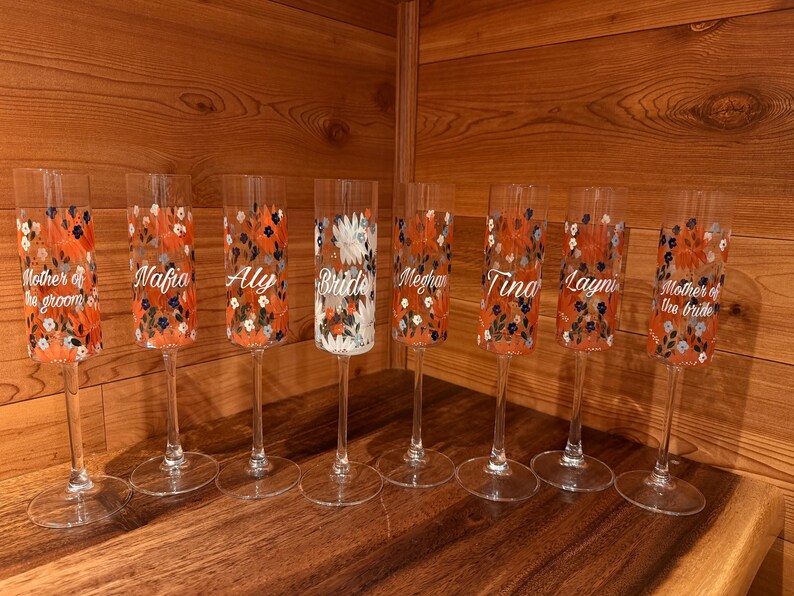 Glass Custom Hand-Painted Champagne Glass Flutes immagine 17